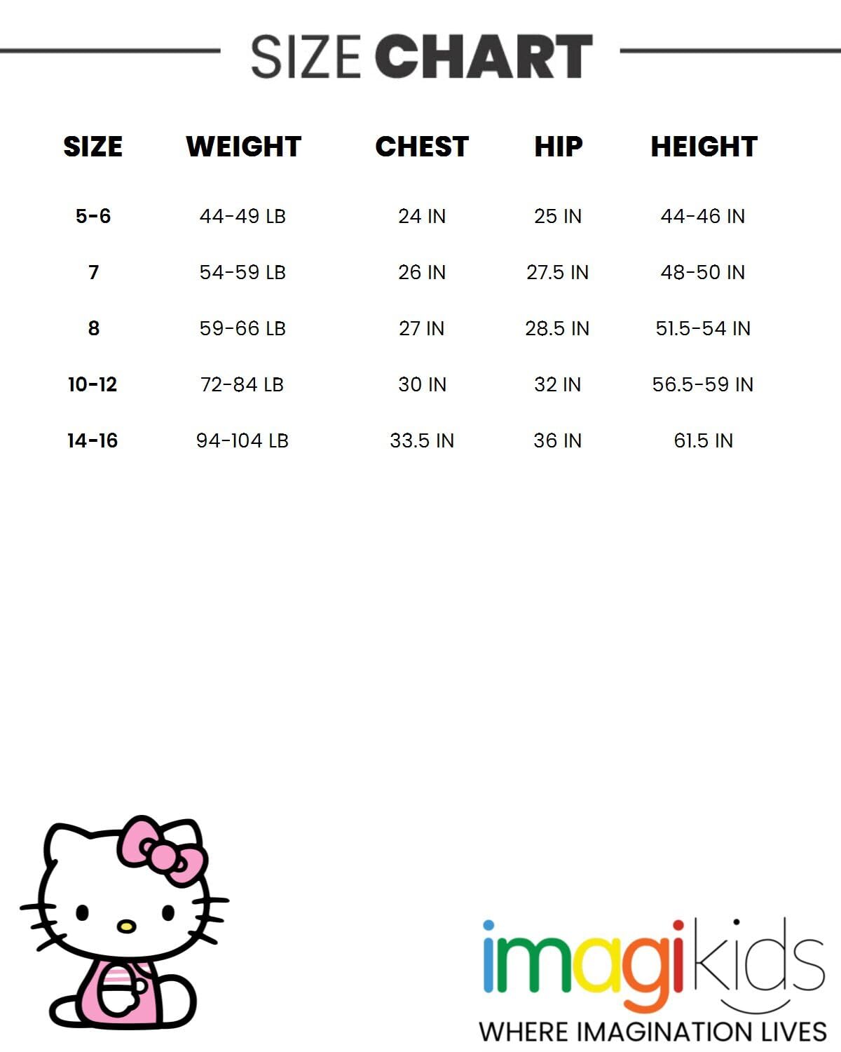 Hello Kitty Rainbow Girls UPF 50+ - Costume intero da bambina a grande bambino, taglie 4-14-16