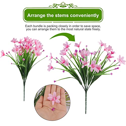 12 Bundles Outdoor Artificial Fake Daffodils Flowers Uv Resistant Orchid Leaf Plants, Faux Plastic Greenery Cymbidium For Indoor Outside Hanging Planter Garden Porch Window Box Home Wedding Decor #TOP4