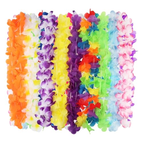 jwtyu Lot de 40 Collier de Fleurs Hawaienne Multicolore Collier Hawaien Fleurs Collier Fleurs Hawaien pour Feu de Camp Plage Fêtes de Clôture Vêtements...