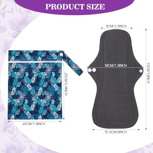 Image of PHOGARY Reusable Menstrual Pads, Washable Overnight Cloth Panty Liners, 7pcs Bamboo Cloth Large Sanitary Pads for Heavy Flow with 1pc Wet Bag
