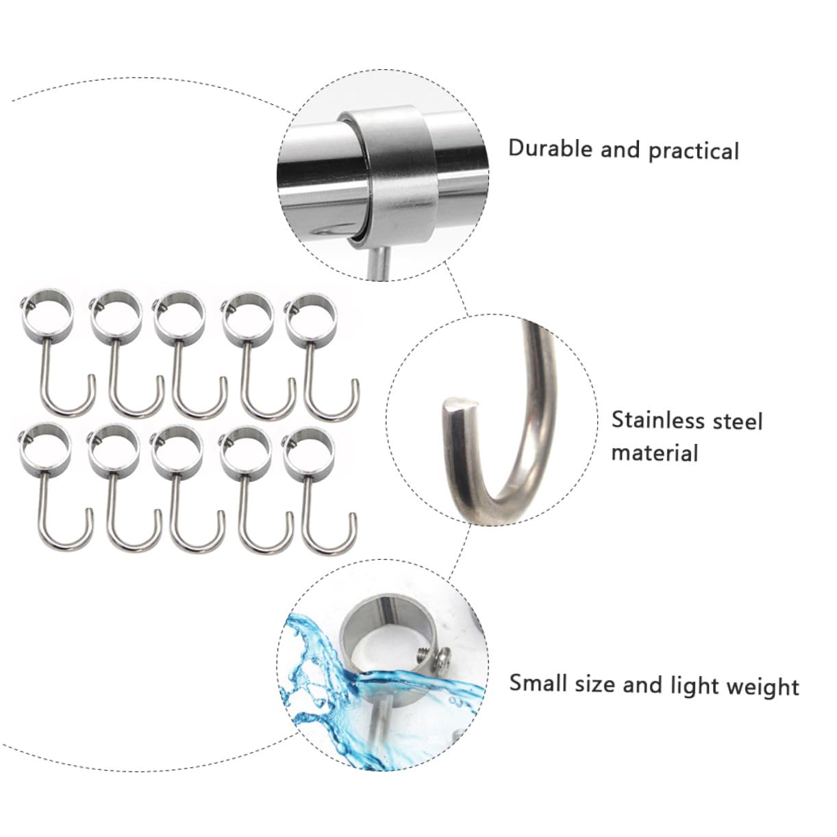 Zerodeko Ganci in Inossidabile e Appendere Oggetti Set da 10 Spessi e Regolabili e Resistenti per Guardaroba per Organizzazione Casa