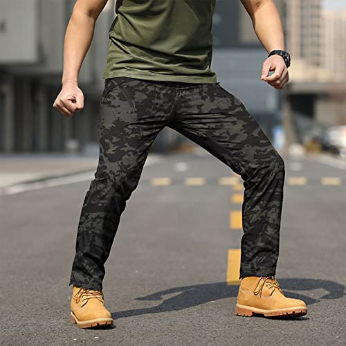 OIOLOYJM Military Cargo Pants for Men Hiking Relaxed Fit Work Waterproof Stretch Tactical Lightweight Outdoor Travel Pant