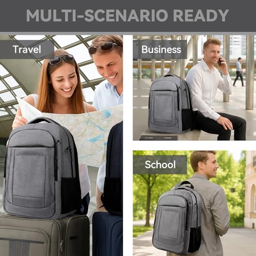 Image of AREYTECO Travel Backpack, 18.4 Inch Extra Large Laptop Backpack Airline Approved, Business Anti Theft Sturdy Work Computer College High School Backpack Bag Fits 18 Inch Notebook for Men Women, Grey