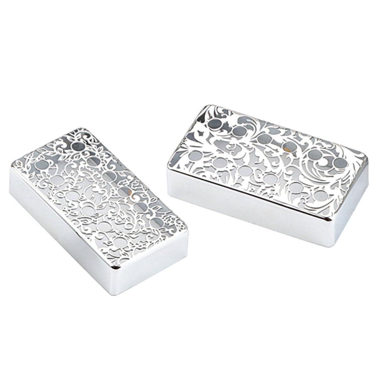 Toyvian Gitarren Tonabnehmerabdeckungen Stilvolles Florales Muster aus Metall in Silber 2 Stück Einfach zu Montieren Verbessern Klangqualität für E-gitarre Zubehör