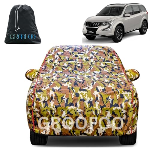 Image of GROOFOO Car Cover Compatible with Mahindra XUV500 | Camouflage, Waterproof, Dustproof, UV Protection | Military Jungle Design | Custom Fit, Triple Stitched | All Weather Body Cover