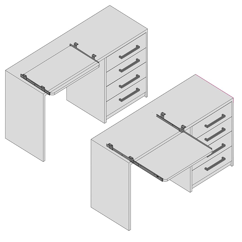 Set di Guide con Cuscinetti a Sfere e Regolazione in Altezza per Cassetto/Ripiano Porta-Tastiera (300 mm)