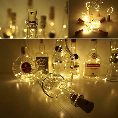Image of Zilloquil 20 LED Wine Bottle Cork Copper Wire String Lights, 2M Battery Operated Perfect for Home Decoration, Party, Living Room, Bedroom, Dining Room, Decor Light (Warm White, Pack of 5)