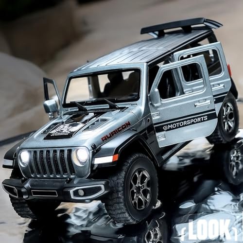 Image of 1:24 Scale Rubicon Wrangler Toy Car for Kids Collection Diecast Metal Toy Model Car with Light Sound Pull Back Openable Door