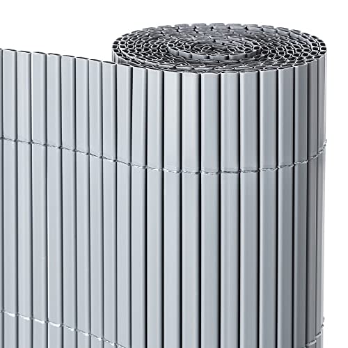 Cañizo PVC de Doble Cara Gris 3x1,5 metros | Resistente 1.200 gr/m2, Decorativo y Fácil Instalación | Alta Privacidad y Ocultación para Valla, Jardín, Balcón o Terraza