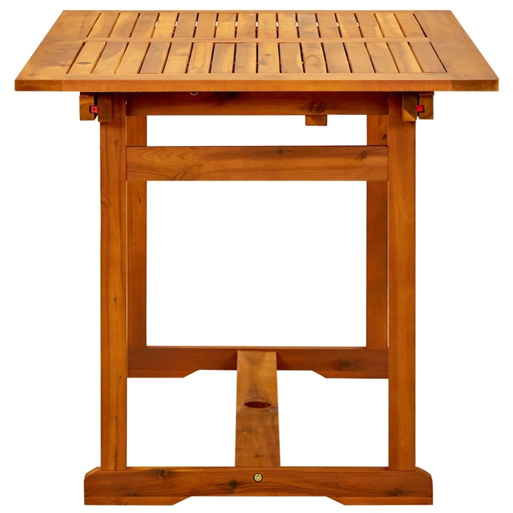 Mesa de comedor de jardín de madera maciza de acacia, mesa extensible resistente a la intemperie con tratamiento de aceite (120-170) x 80 x 75 cm, mesa de exterior extensible para terraza
