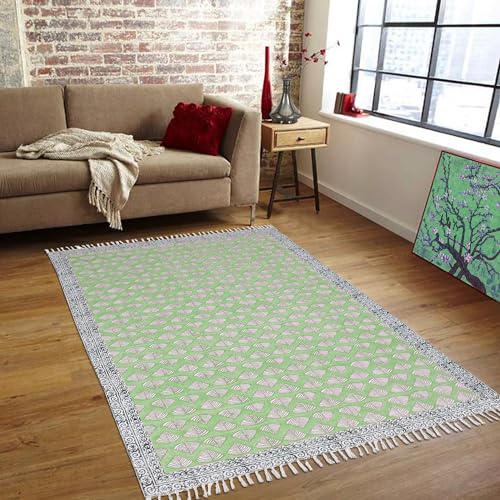 Tapis de Noël en coton vert pour zone de circulation élevée et entrée