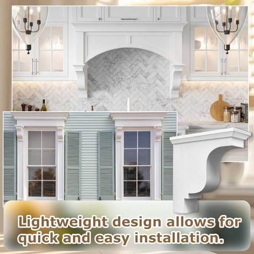 Image of Briwooody 2 Pcs Unfinished Paintable Corbels Bracket for Doorway Countertop Home Cabinet Bookshelves Furniture Support PU (4 1 /8 W X 10 1 /2 D X 10 1 /2 Inch H,Classical Style)