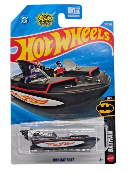 Hot Wheels 1966 Bat Boat [Black] Batman 3/5, 107/250, 1:64 Scale Diecast Toy Vehicle