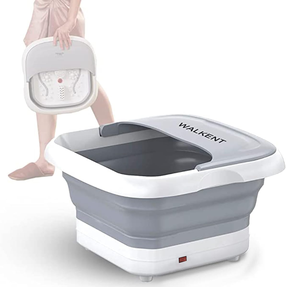 Walkent Foot Spa Massager - Heated Bubble Bath, Foldable Tub, Pedicure Machine