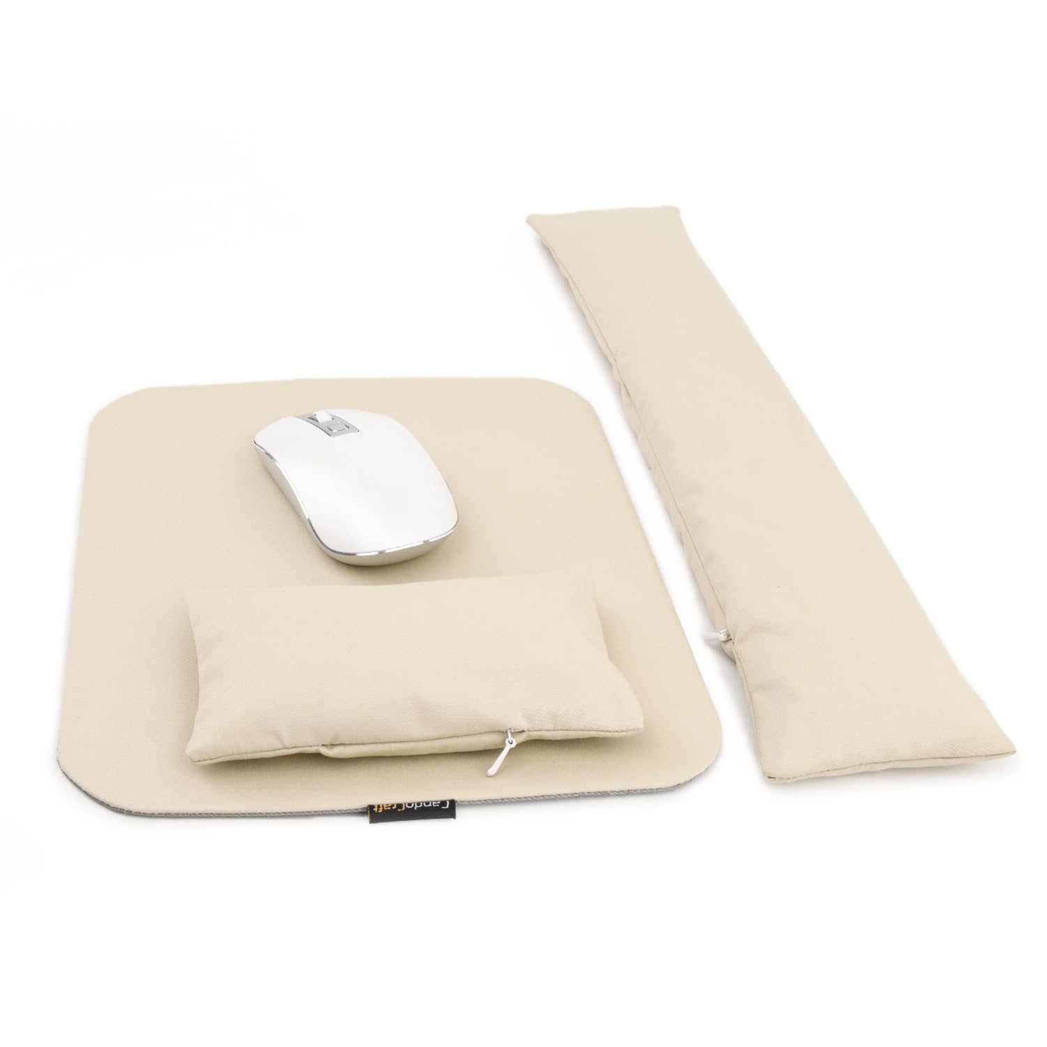 Large Mouse Pad Wrist Support Set, Bean Bag Mouse and Keyboard Wrist Rest Filled Ergo Beads, Easy Typing Gaming Home Office (Light Khaki)