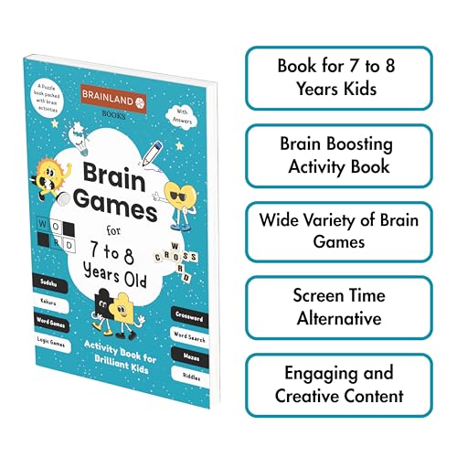 Image of Brain Games for 7 to 8 Years Old - Activity Book for Brilliant Kids | Math and Brain Boosting Activities | Knowledge Booster | Memory Games | Best Birthday and Return Gift | Screentime Alternative