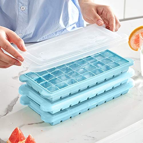 Molde para cubitos de silicona 3 pack con tapadera azul miniatura 3