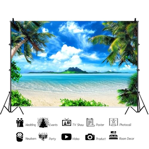 Fondo fotográfico verano playa Hawaii 10x8ft azul miniatura 2