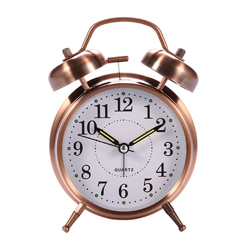 Reloj analógico vintage de metal con retroiluminación para escritorio