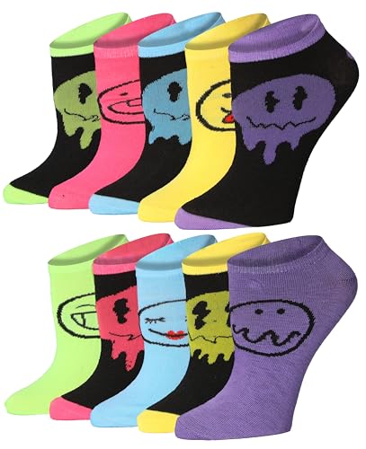 Image of Tipi Toe Women's 10 Pairs Colorful Low Cut Fun Ankle Socks - Lightweight Fun Everyday Comfort Socks Size 9-11