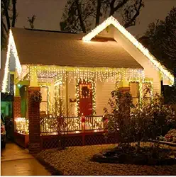 Pisca de LED Cascata com 200 Led 5M X 70CM 8 Modos Tomada Festas 110V (Amarelo)