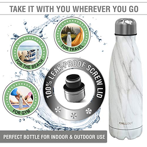 Image of CHILLOUT LIFE 17oz Insulated Stainless Steel Water Bottle, Leak Proof