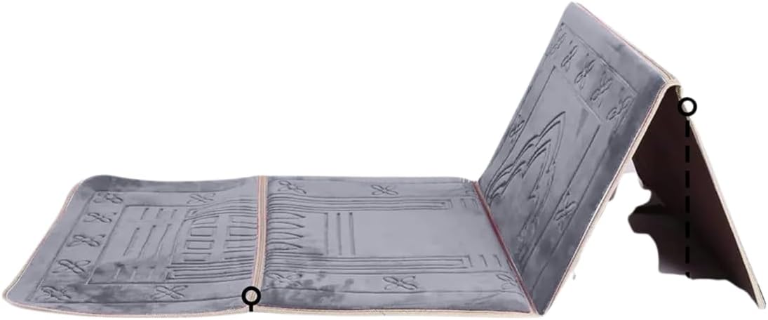 Fordable Prayer mat - Islamic Prayer Rug Mat Back Support - Soft Foldable Travel Sajadah Carpet (Dark Gray)