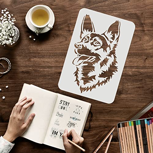 FINGERINSPIRE Dog Stencil 29.7x21cm Plastic Shepherd Dog Painting Stencil Dog Head Pattern Stencils Reusable Pet Friend Stencils for Painting on Wood Floor - Image 3