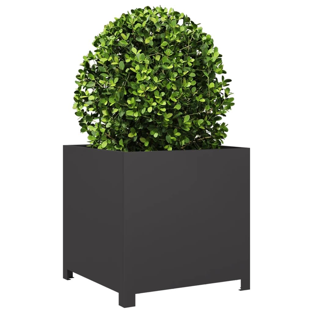 IKAYAA Jardinera Exterior 50 x 50 x 50 cm Arriate Cuadrado Metal Macetas Exterior Jardinera Cuadrada para Cultivo de Plantas en Exterior Patio Terraza Acero/Negro