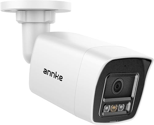 ANNKE Cámara de seguridad 4K 8MP PoE, cámara IP de vigilancia AI para exteriores con micrófonoaudio, detección de humanosvehículos, luz dual
