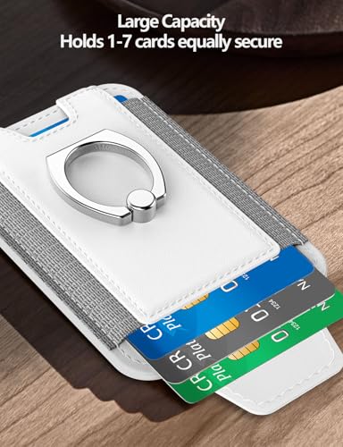 Image of For Magsafe Wallet with Grip, 6-Card Holder, Stronger Magnetic Card Wallet Holder for iPhone 17 /16 /15, iPhone 14 /13 /12 Series, Leather Magnetic Phone Wallet with Privacy Flap, RFID Blocking, White