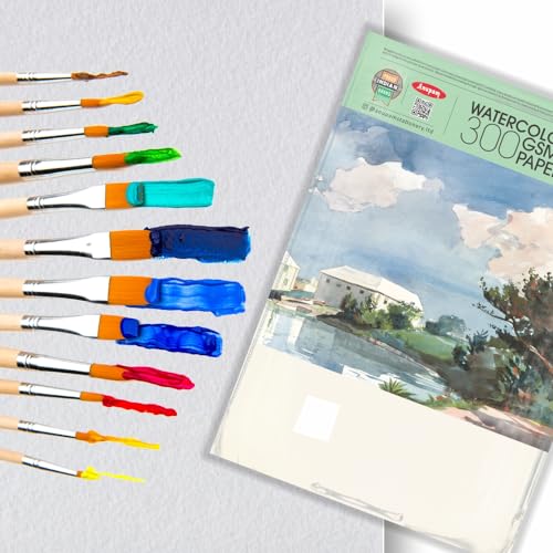 Image of Anupam Professional Watercolour Paper | A2 (60X42CM) 300 GSM Cold Pressed Paper | 5 Sheets | Ideal for Artist, Professional Drawing, Painting Dry & Wet, Fine Art, School, Students, Watercolor