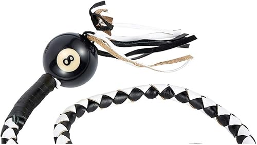 Miniatura 3 de Látigo para motocicleta de 42 pulgadas de largo y 12 pulgadas de diámetro, color blanco y negro, con bola de piscina blanca