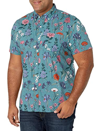 Amazon Brand - Goodthreads Men's Standard-Fit Short-Sleeve Printed Poplin Shirt, Wallpaper Floral, Small