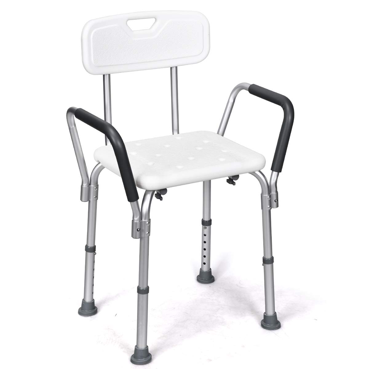MultigotShower Chair, 6 Height Adjustable Shower Stool with Detachable Handrails and Backrest, Non-Slip Bath Seat Chair for Elderly Disabled Pregnant