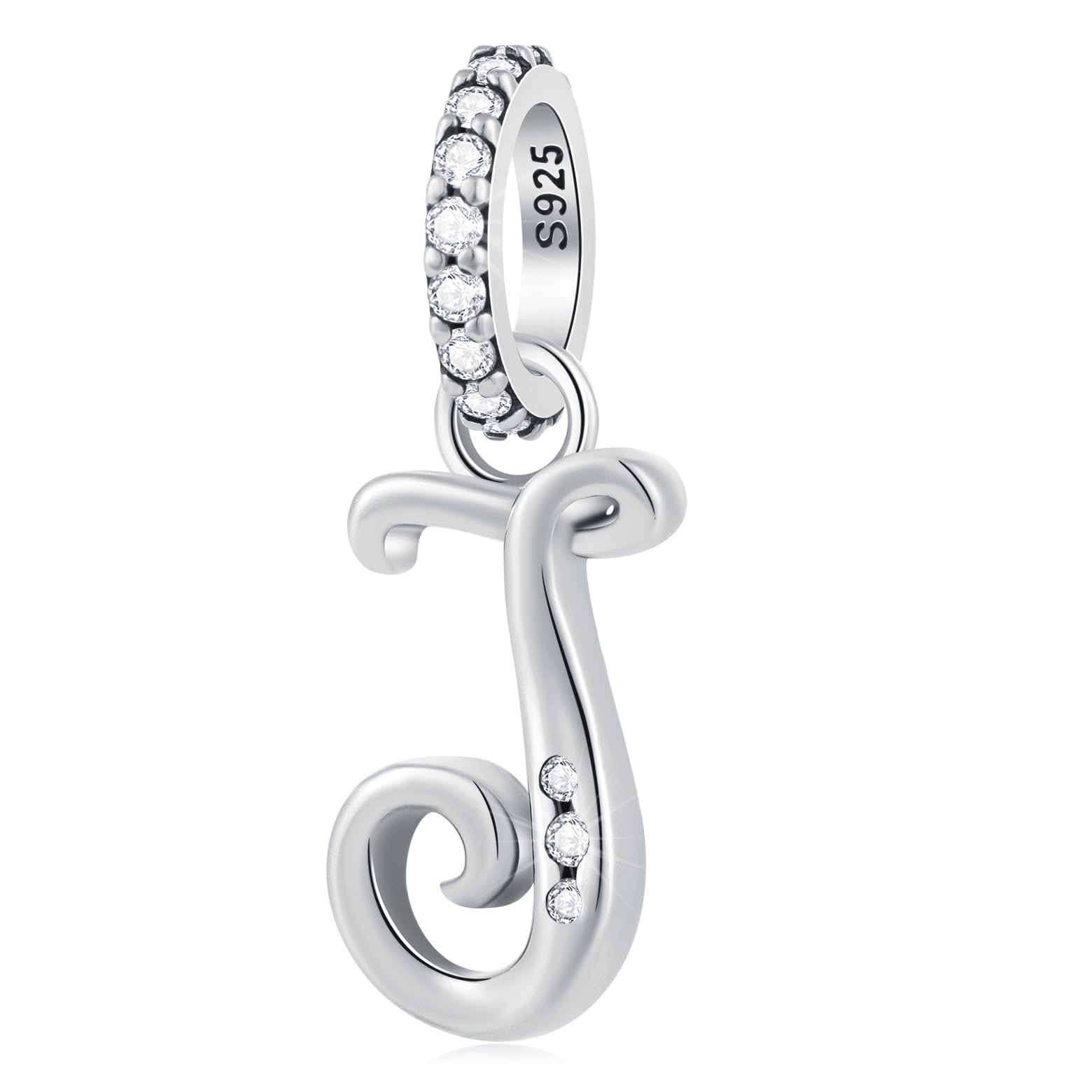 CRISNATAComplete Initial A-Z 26 Letter Dangle Charms, 925 Sterling Silver Dangling CZ Stone Alphabet Beads, fits European Bracelet Necklace, Gift for Mother/Dad/Daughter/Son/Sister/Birthday