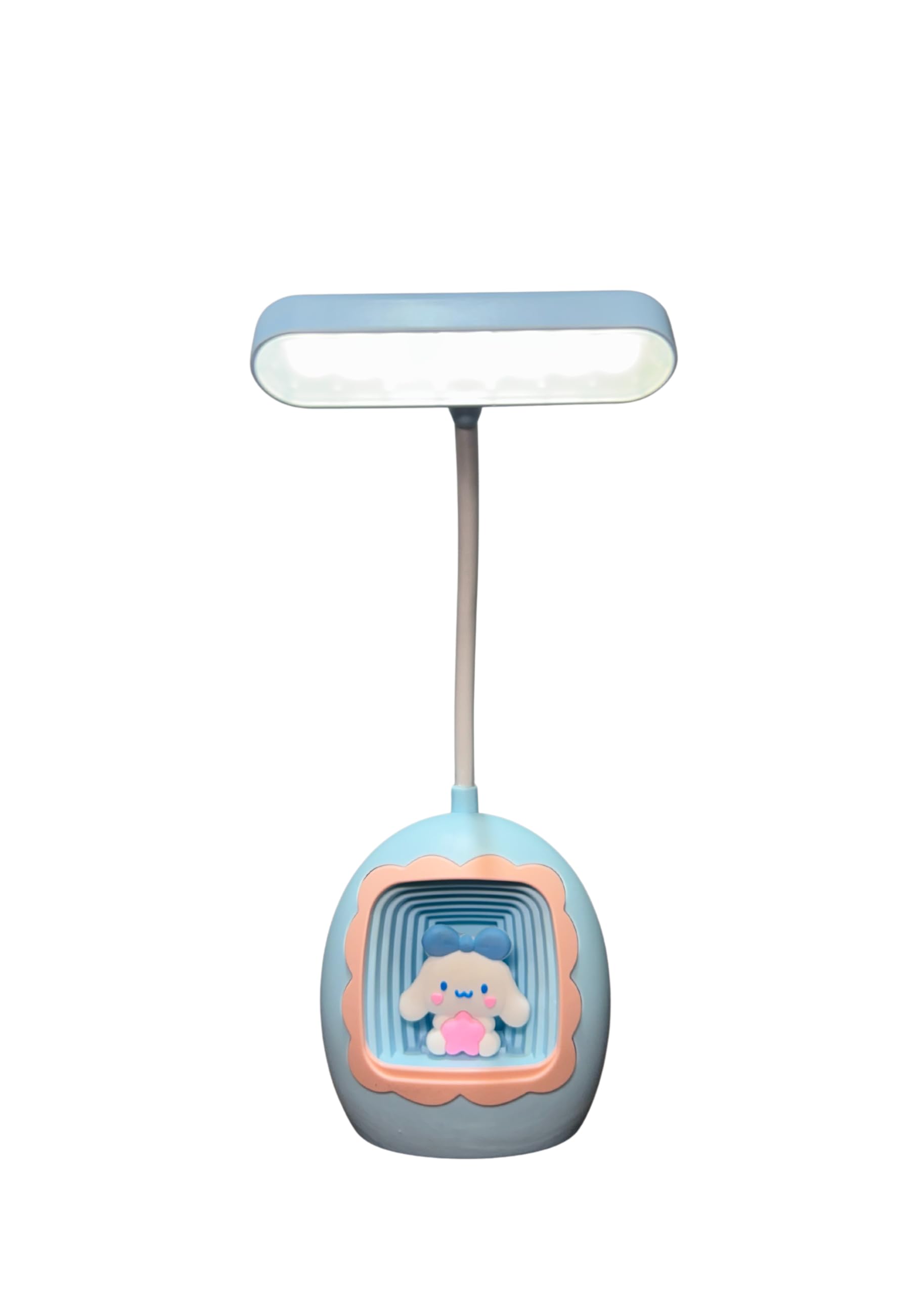 cartoon character led table lamp for kids | color changing night light with flexible arm & usb charging | study desk lamp i blue