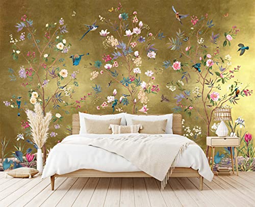 Cliouar Wall Mural 3D Wallpaper - Flowers and Birds Design, 158'x110' (Not Self-Adhesive)