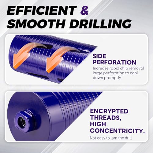 Image of 3-1 /2 inch Core Drill Bit with Pilot Bit & Adapters(SDS Plus and 1 /2 inch Hex), 5 /8 inch-11 Thread, 9.5 inch Depth, Upgraded-Welded Segments Diamond Core Bits for Concrete, Masonry, Brick Block