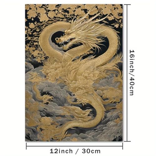 Tableau dragon doré toile abstraite pour habiller un mur vide - 3