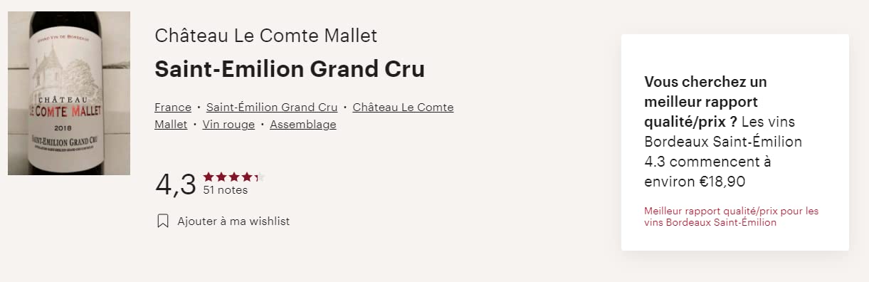 Château Le Comte Mallet Saint Emilion Grand Cru 2022 - Pack de 6 bouteilles