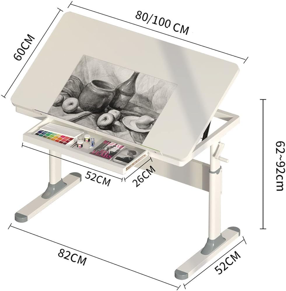 Table à dessin avec hauteur réglable et design inclinable – Bureau d'artiste pour dessiner, écrire et lire