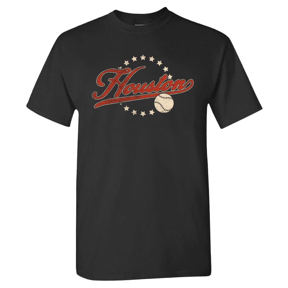 Team Vintage Style Men's T-Shirt for Baseball Fans, Houston - Black Shirt, XXXXXL — image 1