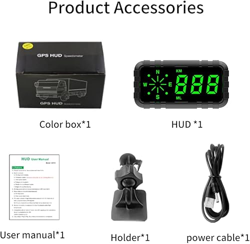 Miniatura 6 de Kingneed HUD velocímetro odómetro brújula Head Up Display GPS Digital Display Big Fonts Univsersal para todos los coches vehículos nuevo C3010