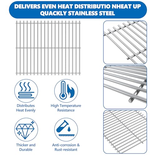 Image of SafBbcue Heat Plates and Grates for Monument Tabletop 2-Burner Propane Gas Grill, Grill Replacement Parts for Monument Table Top Gas Outdoor Grill 13742 and G22 Portable Grill, Stainless Steel