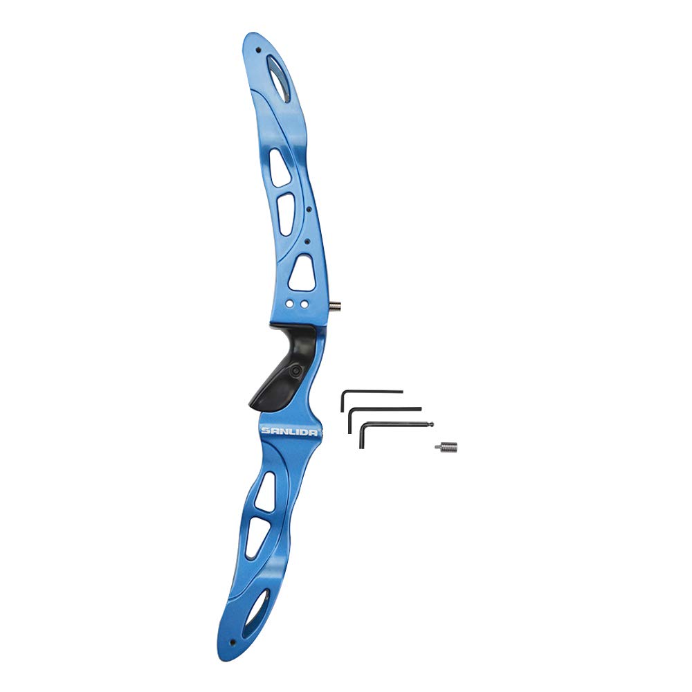 Poignée d'arc Classique Arc Recourbé Poignée en Alliage d'aluminium Poignées d'arc 25" de Takedown ILF Droitier pour Le tir à l'arc Tir à la Cible Accessoires de Chasse (Bleu)