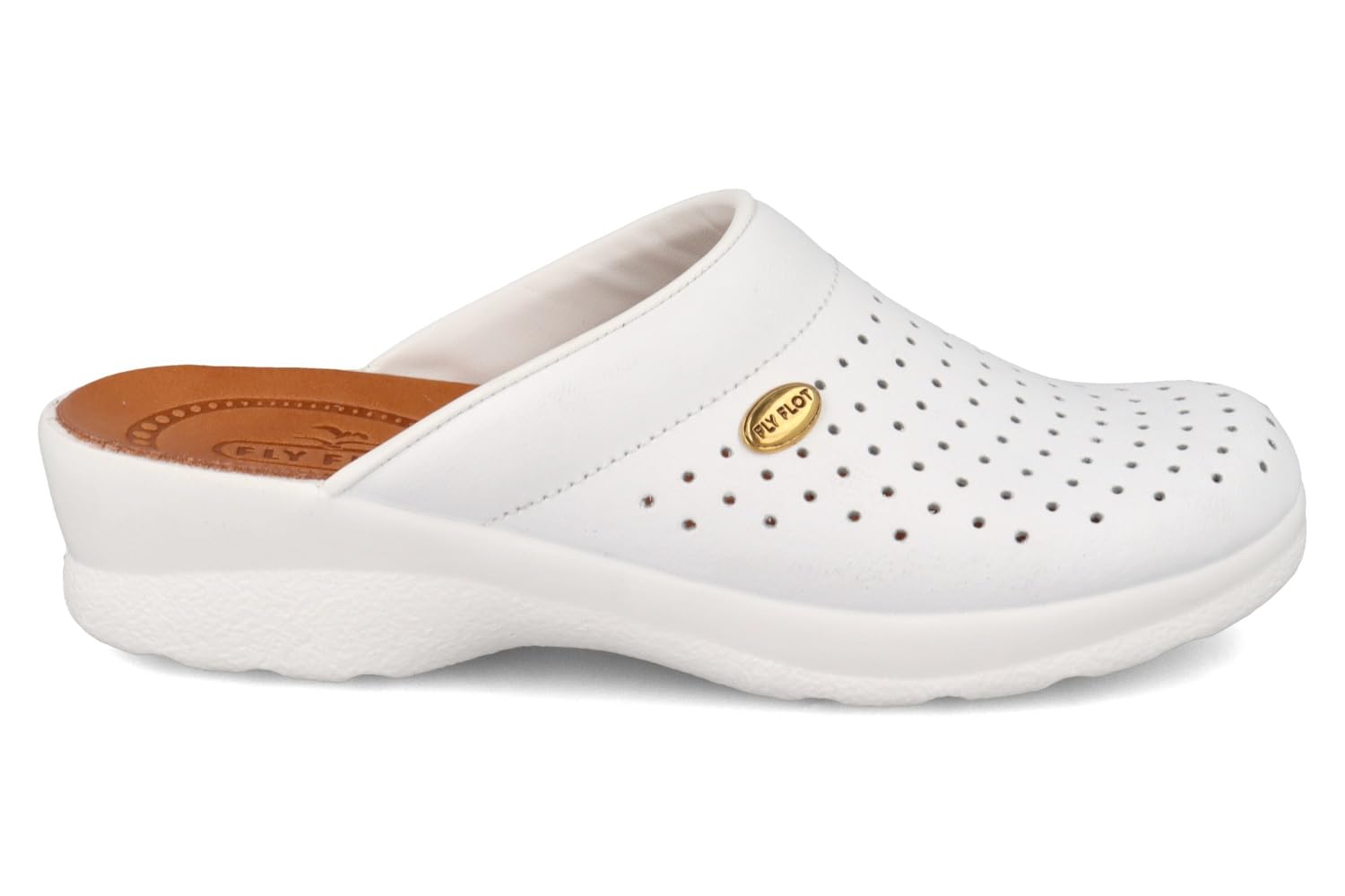Fly Flot | Woman Professional, Zoccoli Sanitari Donna, Ciabatta con Tomaia in Pelle Forata, Sottopiede in Cuoio