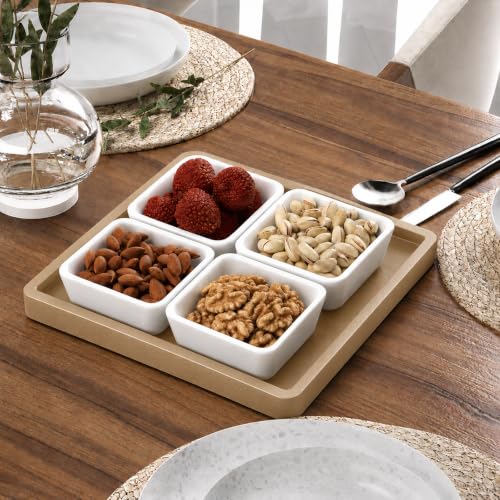 Image of Weenson Bamboo Bathroom Vanity Tray Countertop, Decor, 7.9 inch x 7.9 inch Gold