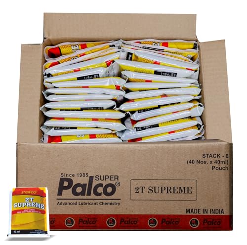 Image of PALCO 2T-SUPREME Engine Oil (2T Petrol Mix) API: TC, JASO: FC Small Packet Semi-Synthetic Fuel Additive for 2 Stroke Bike Scooter, Scooty, Auto 3 Wheller (40ml X 40 Piece Pouch) (Pack of 1)