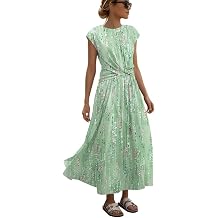 ETCYY Womens Summer Dresses Maxi Dress 2026 Sundresses Vacation Beach Dress Striped Twisted Front Long Dresses with Pockets